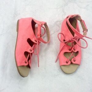 [Crazy 8] Girls Pink Lace-Up Sandals